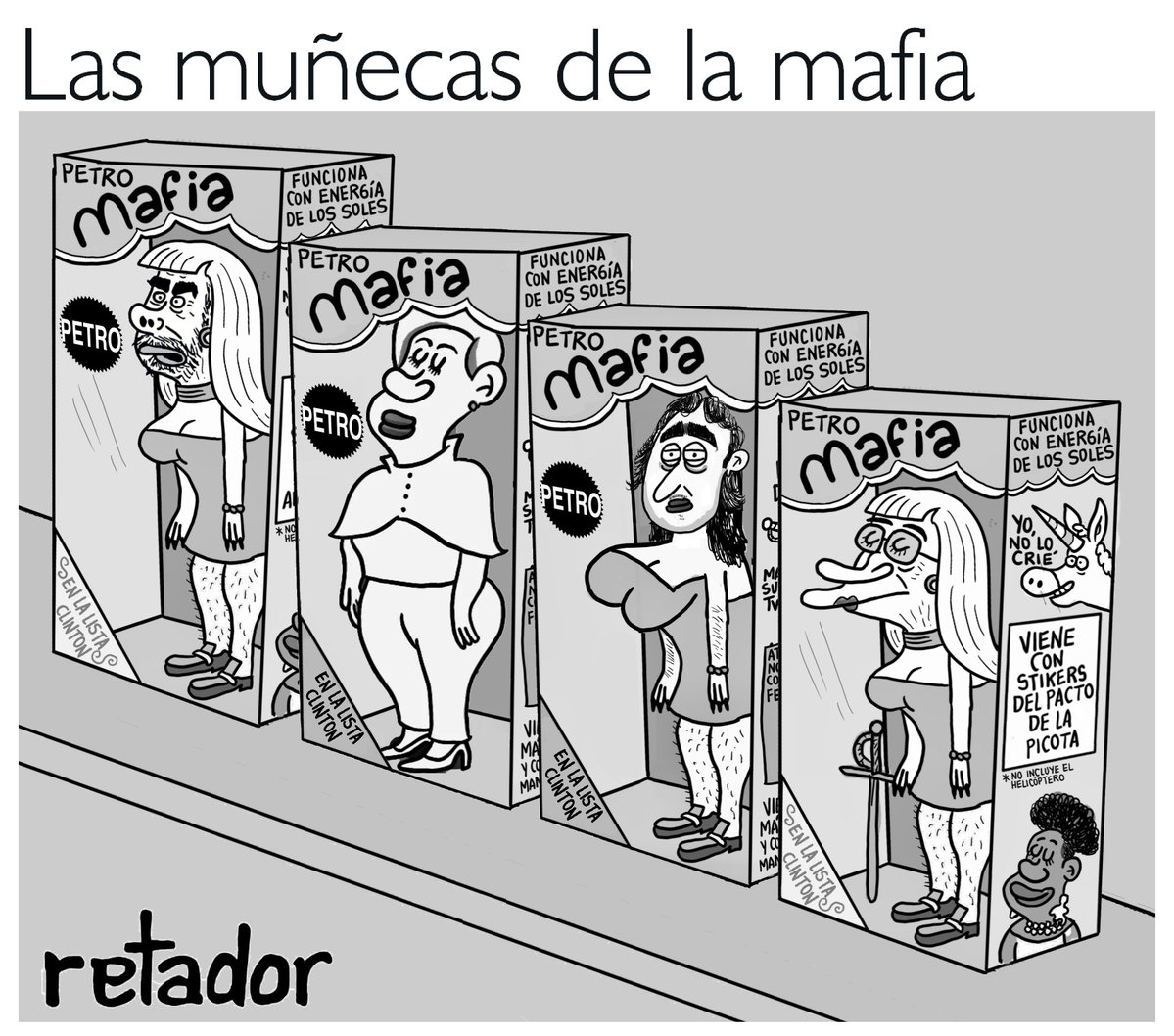 Rettador's tweet image. Petro, la primera “Dama”, su hijo primogénito y su Ministro de Gobierno, a la lista Clinton; por las mutuas acusaciones de financiación con dineros del narcotráfico y actuaciones para defender el negocio de quienes los patrocinaron. 
Recordemos que fue su propio amigo, Juan…