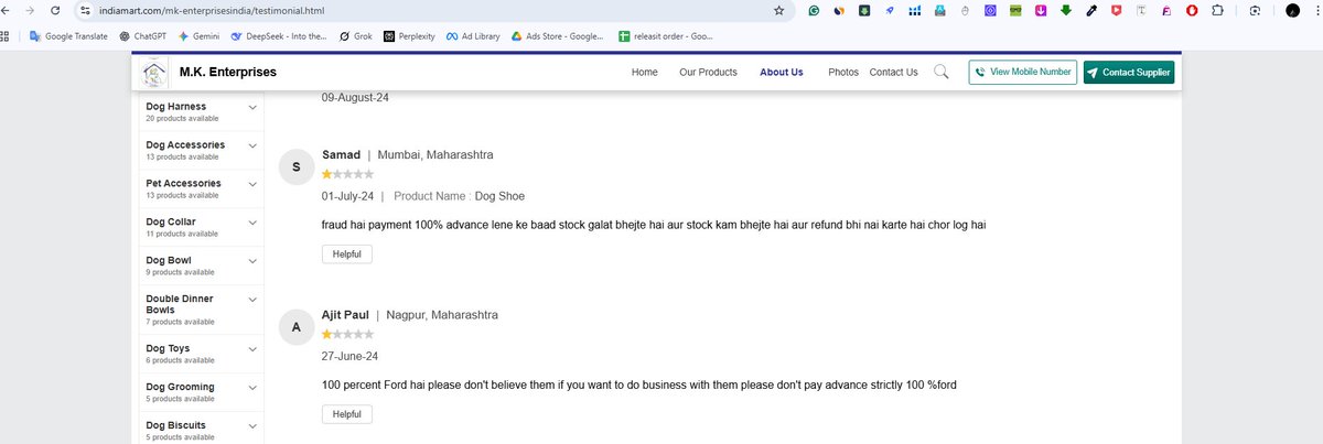 imakashpaul's tweet photo. @IndiaMART This TrustSEAL-verified supplier scammed me. Delayed order for a month &amp; then sent wrong goods refused refund. Found multiple past scam reviews about the same seller yet still active on your platform! Please take strict action &amp; help me get a refund. Ticket ID: 9586337 https://t.co/2GSSYbqHLe