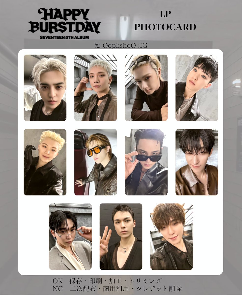 SEVENTEEN 5TH ALBUM [ HAPPY BURSTDAY ] - - PHOTO CARD LIST - ~ LP