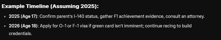 ask grok 4 (expert mode!) these things in this order: 

1. "okay, explain then why h1b visa holders' kids can't legally work in the us"

2. "what should a f1 17-year-old talented parent is h1b long-term in us (14 years) do to get citizenship"

immigration-racer grok is born!