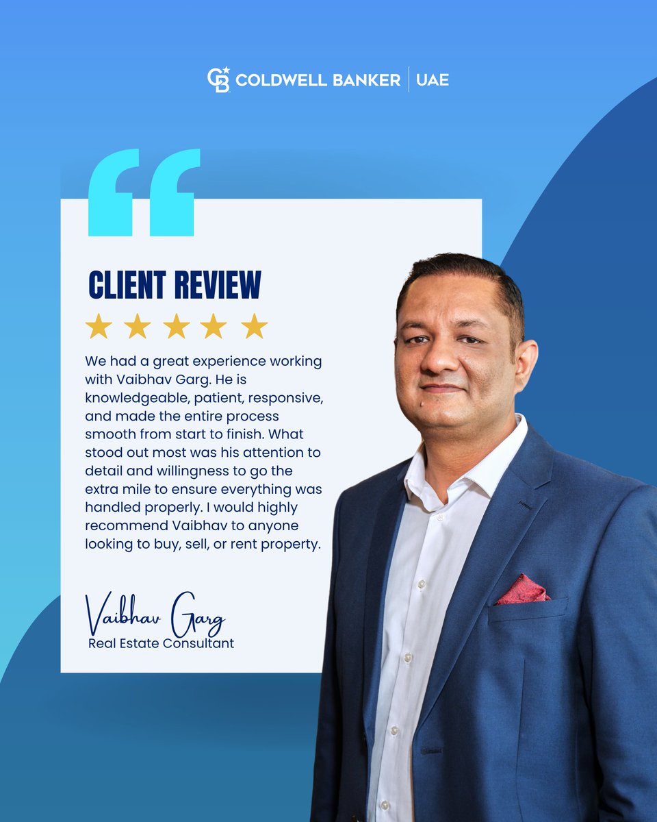 cb_uae's tweet photo. Your trust is our greatest achievement. 🏡💙
Every review tells a story of dreams delivered and promises kept.
Thank you for choosing Coldwell Banker UAE.

#ColdwellBankerUAE #ClientReviews #RealEstateDubai #HappyClients #TrustedAdvisors #DubaiRealEstate #GuidingYouHome https://t.co/EecFnvCkPp