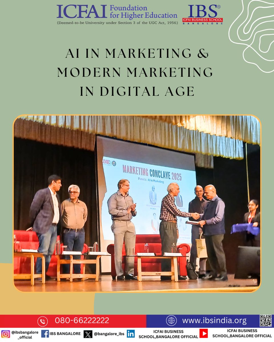 bangalore_ibs's tweet photo. A day full of insights! Our IBS Bangalore students attended Marketing Conclave 2025, diving into discussions on AI in Marketing and Modern Marketing in the Digital Age with experts from Cisco, TCS, IBM and more at XIME Bangalore! 

#Marketing #AI #IBSnangalore #ICFAI #IFHE #MBA https://t.co/4CUDvnprfX