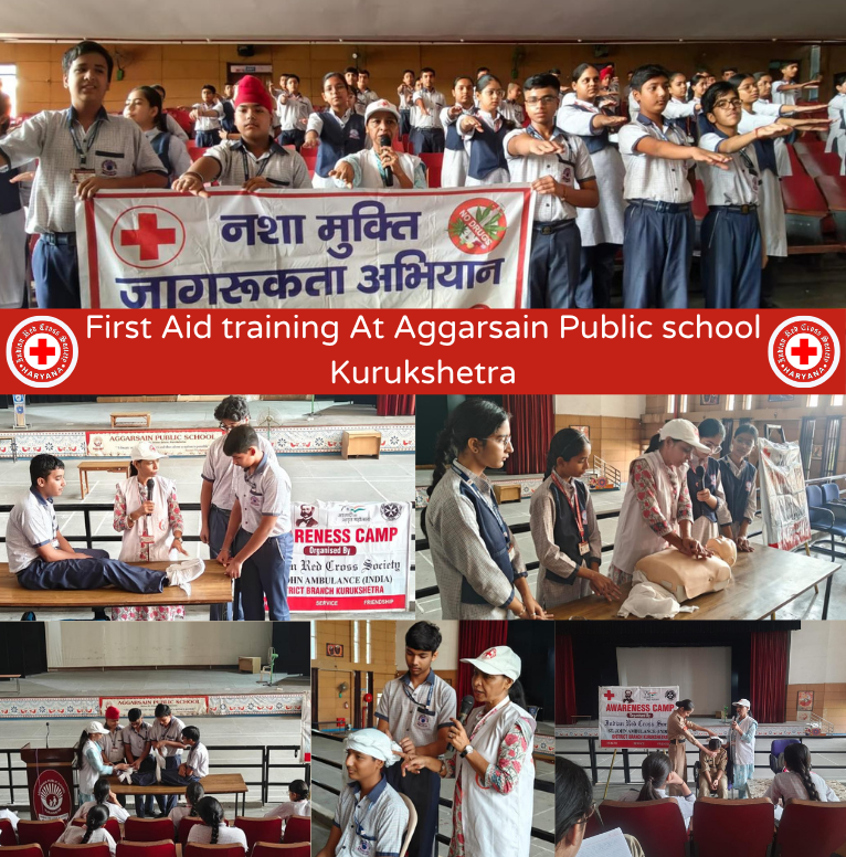 RedHaryana's tweet photo. First Aid training At Aggarsain Public school Kurukshetra

#MaheshJoshi #IRCSHaryana #RedCrossHaryana #YouthRedCross #InterstateCamp #KurukshetraEvent #RedCrossMovement #YouthLeadership #HumanityFirst #YouthForChange #VolunteerSpirit #RedCrossFamily #ServeHumanity https://t.co/BNfKfi1AVu