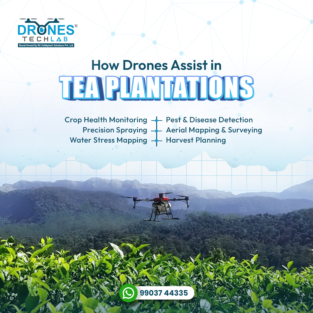 Drones_Tech_Lab's tweet image. Tea plantations in India are adopting #drones to transform management. From #crophealthmonitoring and pest detection to #precisionspraying and harvest planning, drones boost efficiency, yields, and sustainability across challenging terrains.
📲 Contact: 99037 44335
#Drone