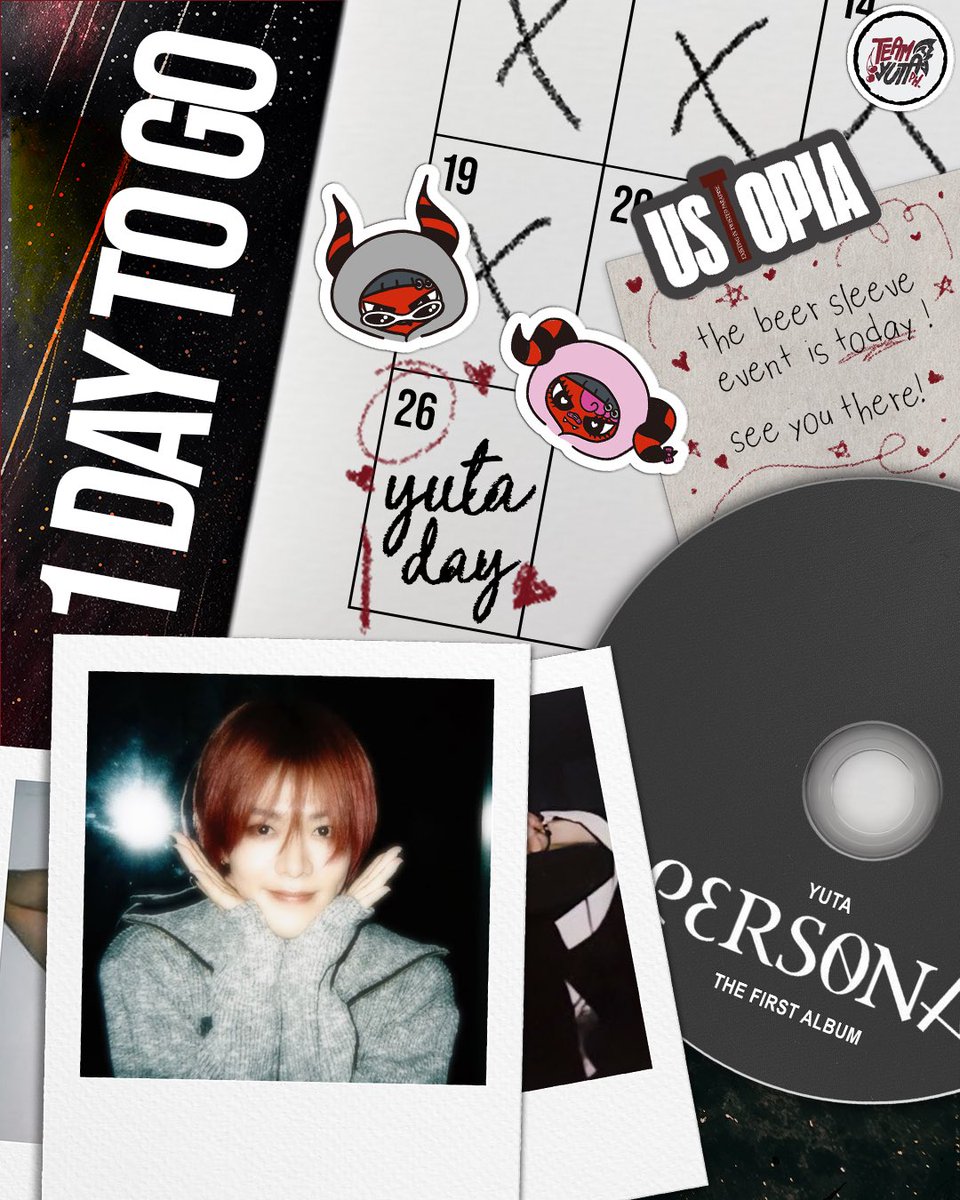 TEAMYUTAPH's tweet photo. ཐི Ustopia: Existing in Twisted Paradise ཋྀ 

We're celebrating YUTA's birthday and comeback a day early 'cuz today is D-day! 🖤⛓️ 

Few reminders for everyone attending our event later:
1. Don't forget to bring any YUTA merch 🍒
2. Registration starts at 6PM 🕕 
3. Enjoy and have fun! ✨

See you later, YUTAMIS! 🦋

#UstopiaExistingInTwistedParadise
#中本悠太 #ユウタ #유타