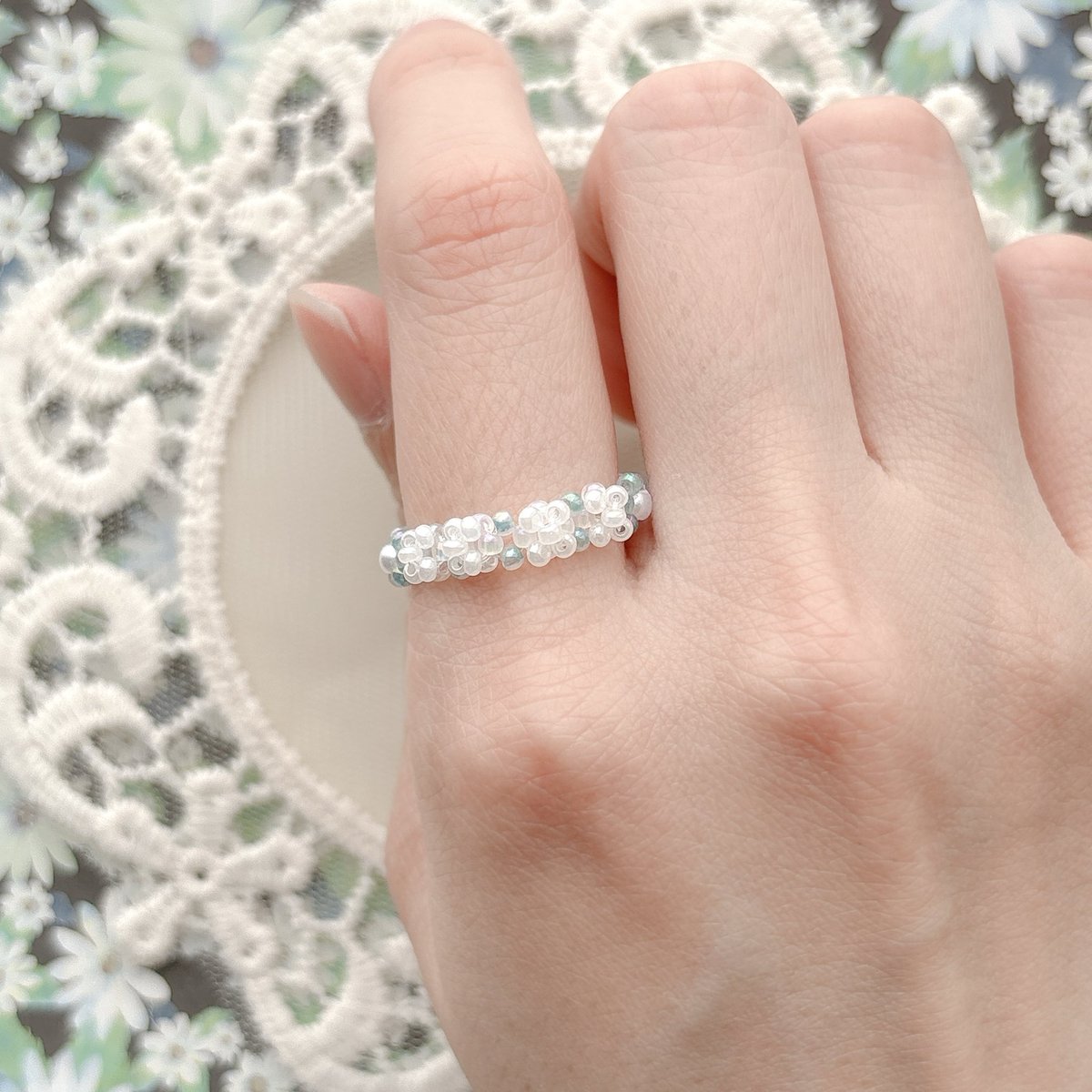 n_a_m_u_76's tweet image. Gypsophila🌼🫧

white🤍×green💚

#Namu #handmade #beads #seaglass #Gypsophila #かすみそう