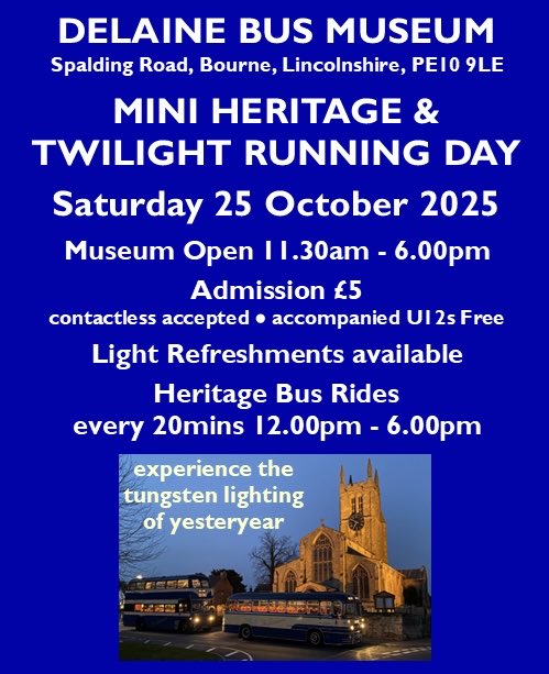 delaineheritage's tweet image. Join us today for our end of season twilight event and enjoy riding on our heritage fleet as the daylight fades to darkness