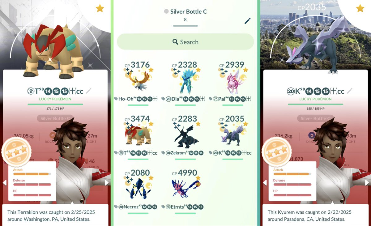 It cometh that time again that I humbly request you to tell me what to do with my Silver Bottle Cap. Two catch cards mons as shown, a hundo Eternatus would be kinda cool, but I’m leaning Roar of Time Dialga a🤷🏼‍♂️😭 #PokemonGO