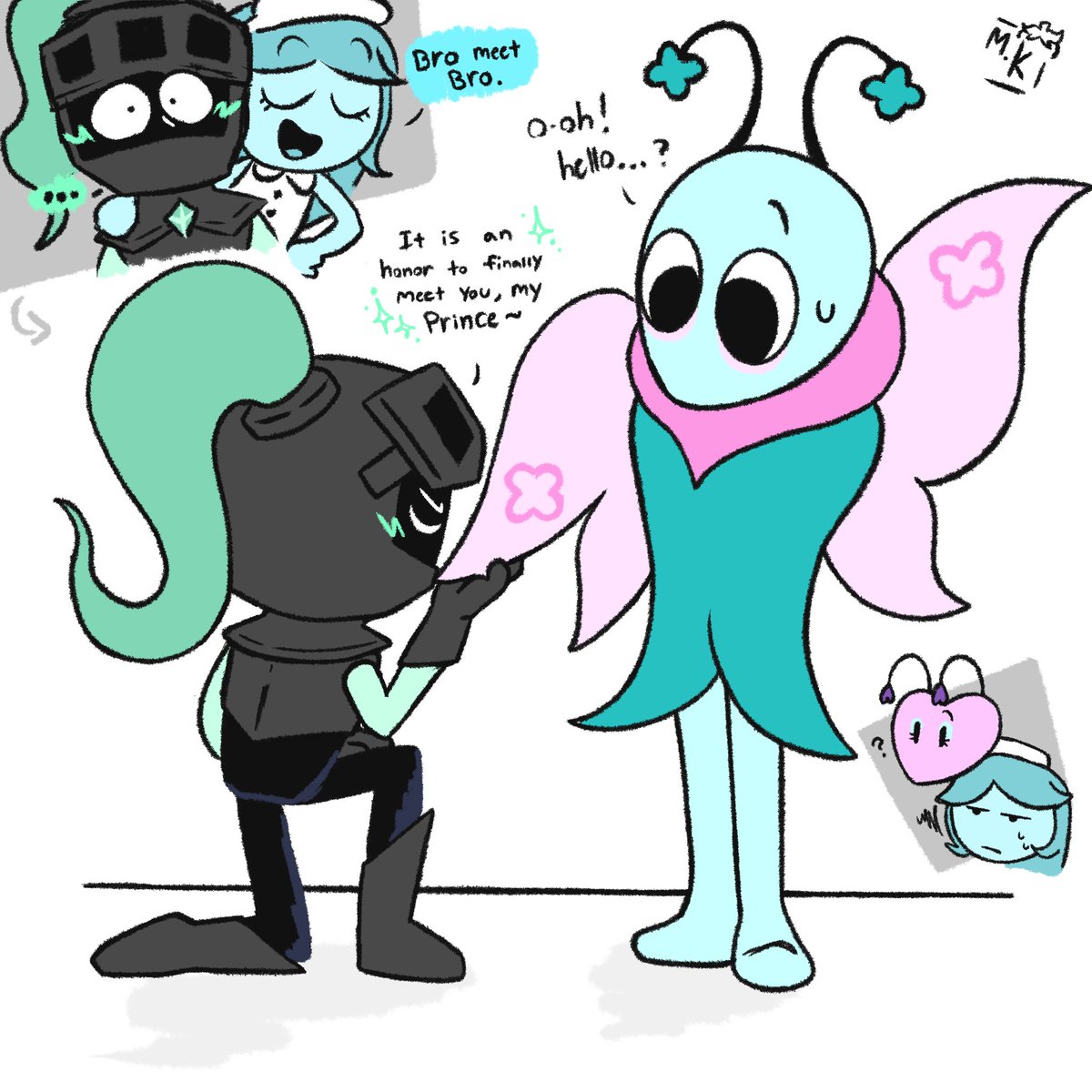MacAndKetchup_'s tweet photo. Knight language is hard:(
I like this little pair tho 👻🦋
#dandysworld 
#flytexsoulvester https://t.co/jnNWelr69e