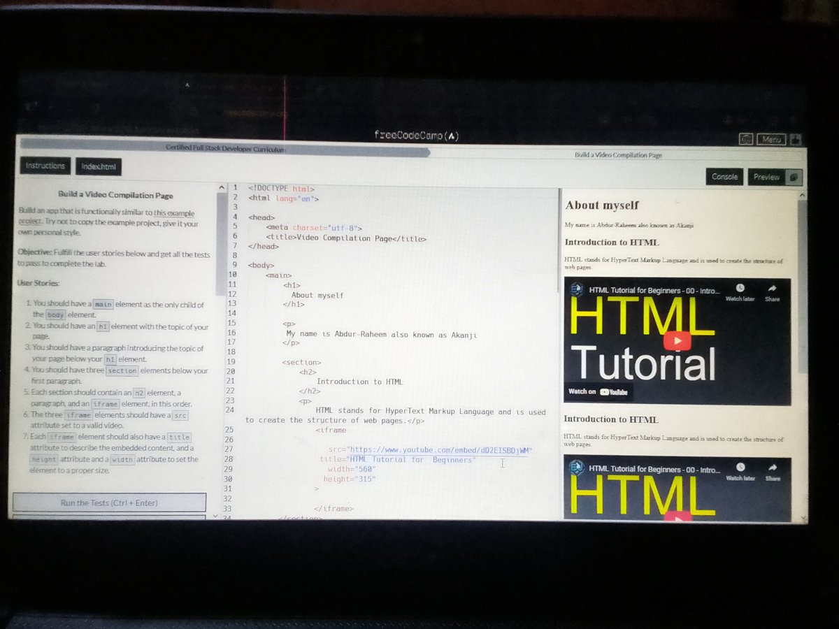 AkanjiAB's tweet image. Day 8 #100DaysOfCode
Worked on a video compilation page.
The grind continues — small wins, big growth. 
#frontend #WebDevelopment