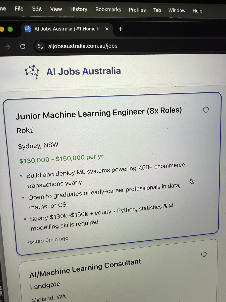 aijobsaustralia's tweet image. Serious opportunity to break into ML engineering in Aus.

Rokt is hiring 8x Junior Machine Learning Engineers in Sydney.

You’ll work on real world systems from day onex 

Rokt’s offering $130k–$150k + equity. Full details @aijobsaustralia.