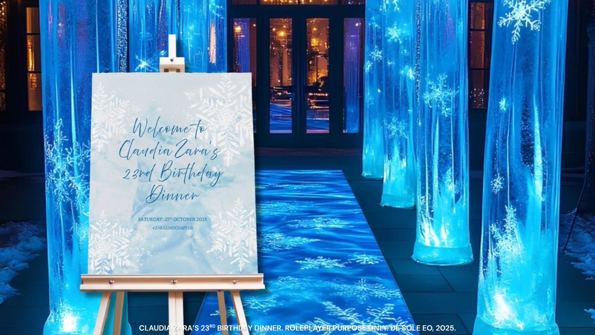 eo_desole's tweet image. ㅤㅤ 

ㅤㅤ  𝗖𝗟𝗔𝗨𝗗𝗜𝗔    𝗭𝗔𝗥𝗔's   𝟮𝟯𝗿𝗱 
ㅤㅤ       ⋆𐙚₊˚⊹ㅤ 𝗕𝗜𝗥𝗧𝗛𝗗𝗔𝗬 𝗗𝗜𝗡𝗡𝗘𝗥.

ㅤㅤ  A world of Winter Lights, Timeless 
ㅤㅤ  Charm and Endless Joy. . . ˚❀༉

ㅤㅤ ‧₊˚. ㅤㅤ #Zara23rdChapter 

ㅤㅤ