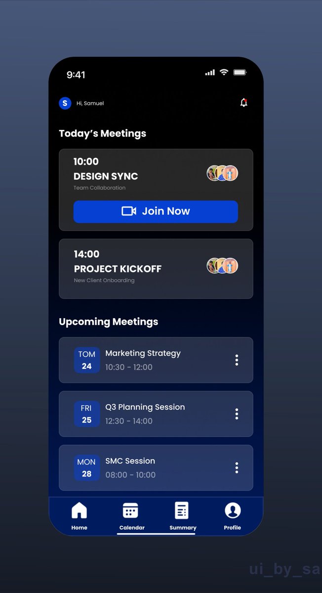 ui_by_samuel's tweet image. Meeting Schedule UI app. 🔥
#DesignCommunity #UIDesign #Trending