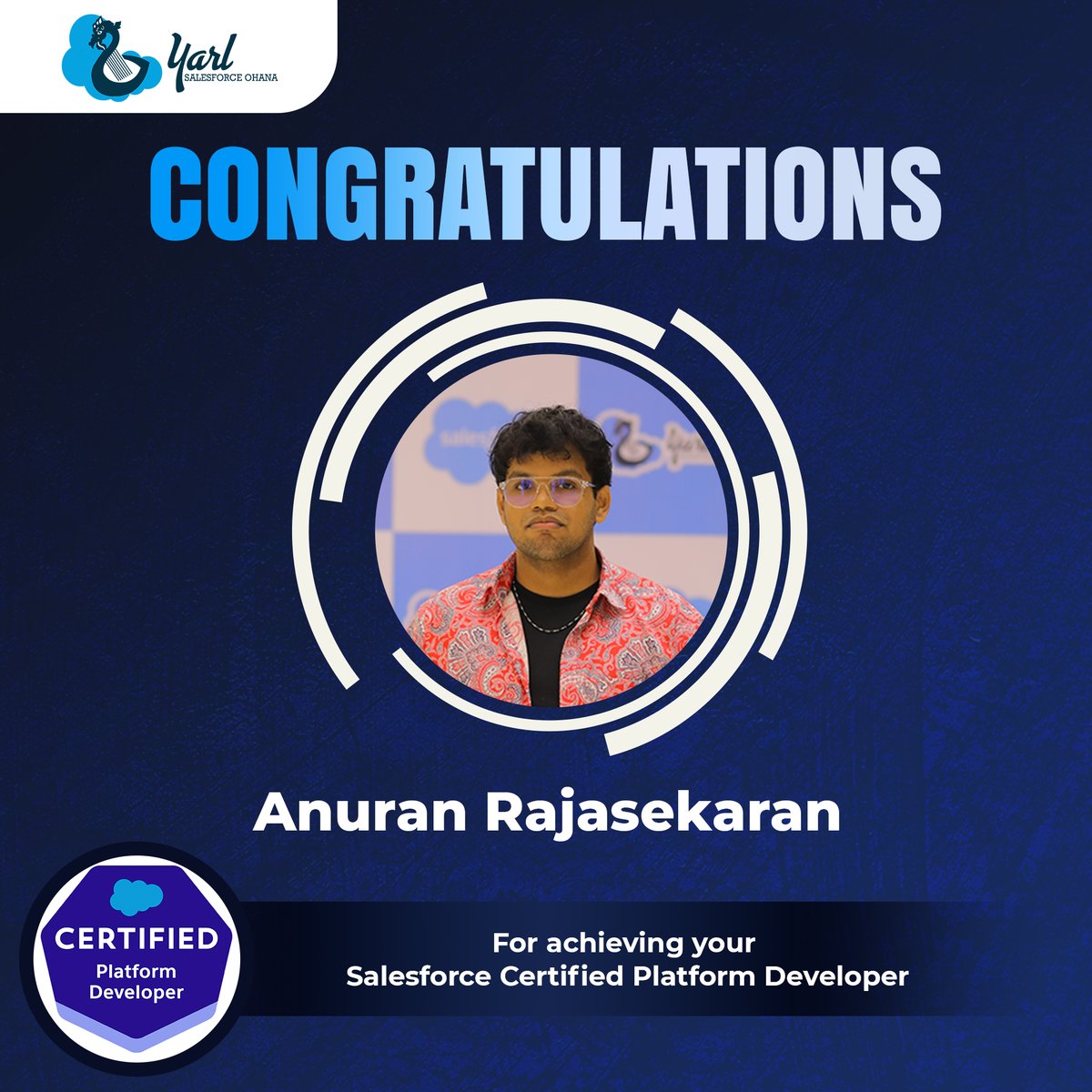 YarlSFO's tweet image. Big congratulations to Anuran Rajasekaran on earning the Salesforce Certified Platform Developer credential! Keep blazing trails and inspiring others in the community! 🥳
#Salesforce #PlatformDeveloper #TrailblazerCommunity #YarlSFO #CommunityExcellence #SucceedingTogerher