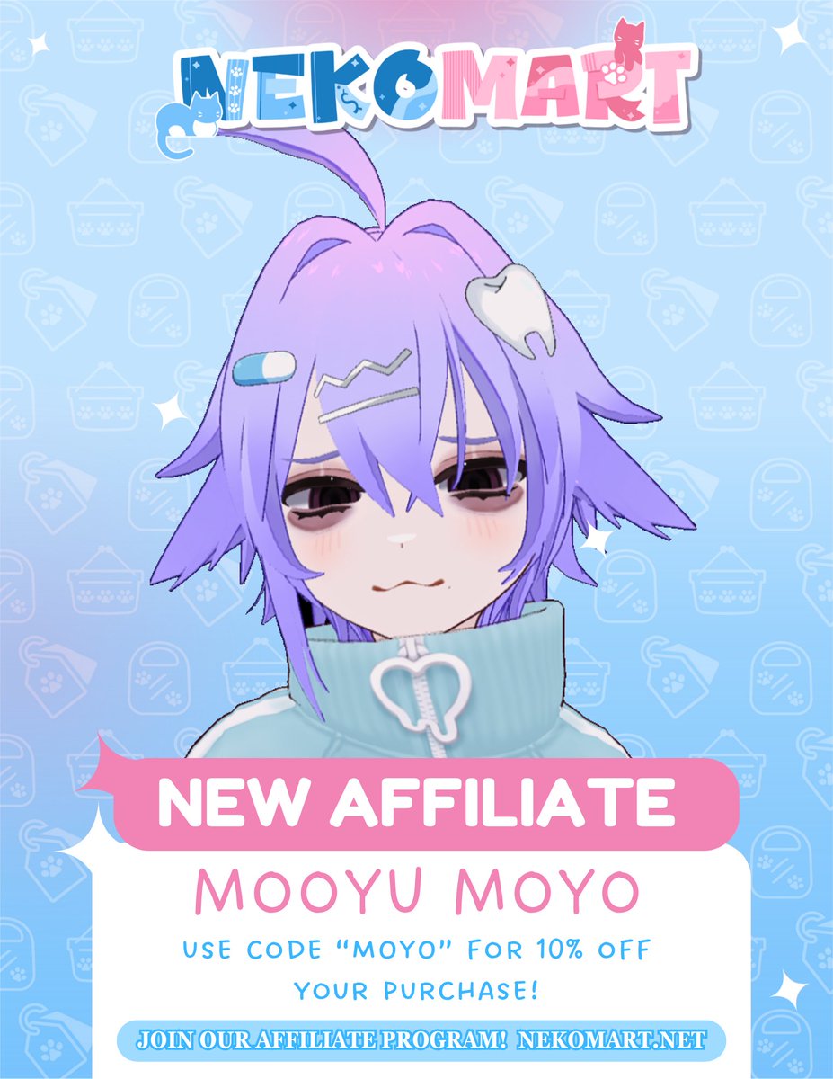 I am happy to announce that I am now officially a <a href="/NekoMartShop/">NEKOMART</a> affiliate!!

Use my code “MOYO” for 10% your order! Please also use my referral link below for future purchases!
