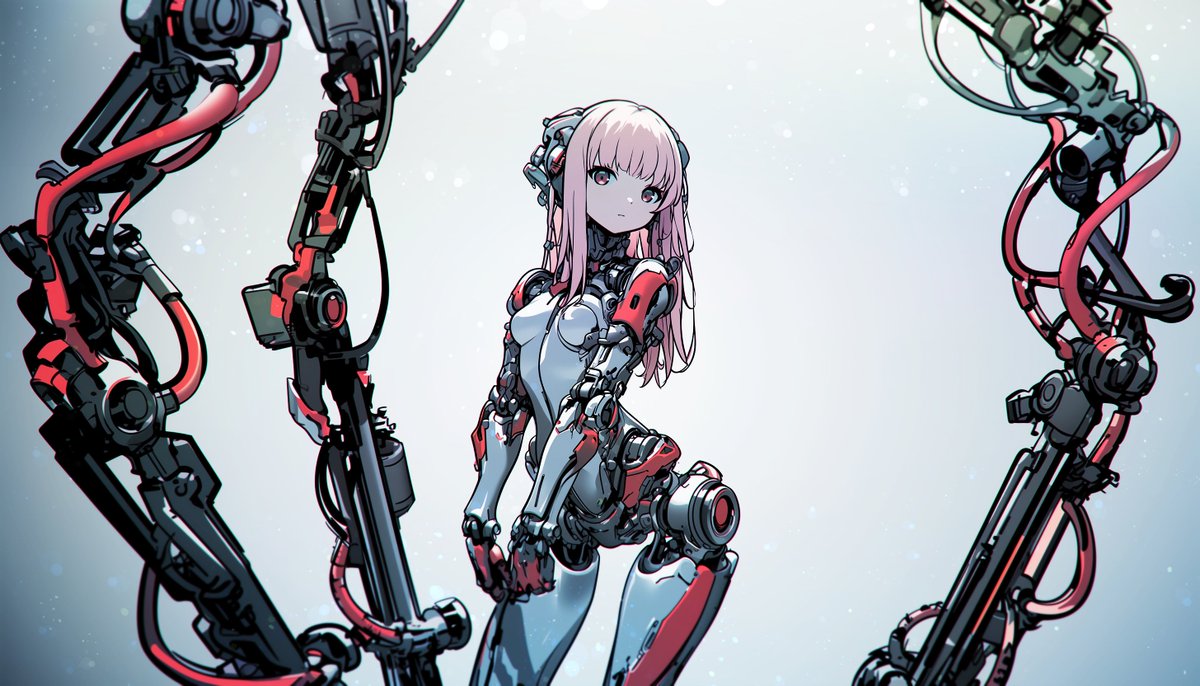 佇むメカボディのメカ少女
A girl with a mechanical body stands there