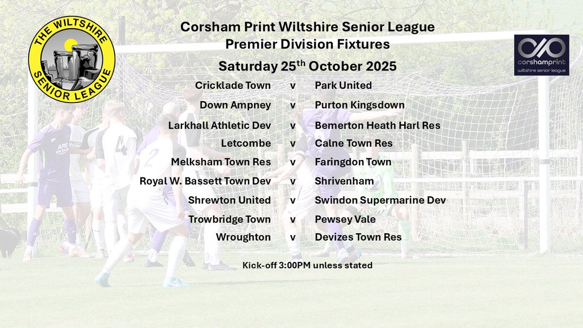 Gameday: Today’s fixtures in the Premier Div of the <a href="/corshamprint/">Corsham Print</a> WSL include a top of the table clash as <a href="/ShrewtonUnited/">ShrewtonUnited</a> entertain <a href="/SSDEVFC/">Swindon Supermarine Development FC</a>. 3rd place <a href="/LarkhallAthlet1/">Larkhall Athletic Development</a> host <a href="/BemertonHeathFC/">Bemerton Heath Harlequins</a> Res, whilst at the other end of the table the big game is <a href="/Wroughton_FC/">Wroughton FC</a>  v <a href="/DevReservesFC/">Devizes Town Reserves FC</a>