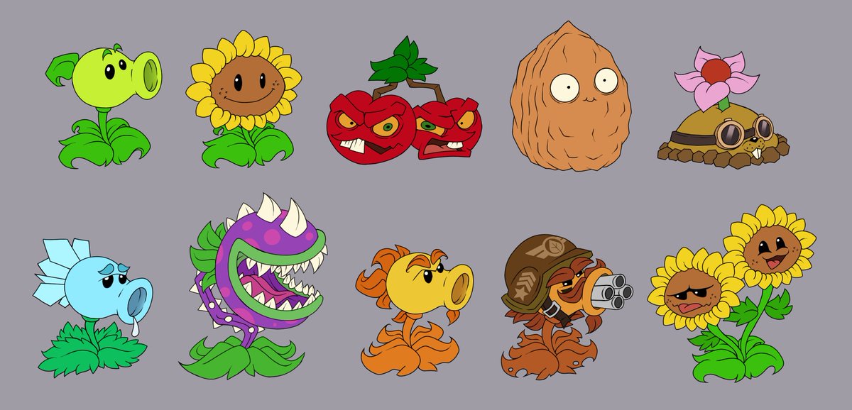 PVZ Replanted plant retakes wip for world 1. Will finish this when