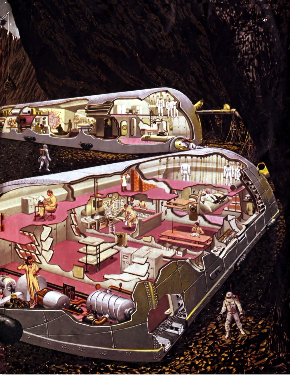 LRonLacy's tweet photo. #OTD in 1952
The Lunar Base
From 'Man on the Moon - The Exploration'
#3 in the historic Collier’s series ‘Man Will Conquer Space *Soon*!’ (1951-54):
Willy Ley, “Inside the Lunar Base” Oct. 25, 1952
👇🧵
Cut-away #illustration by Fred Freeman (1907-1988)
#WillyLey #FredFreeman https://t.co/FuRck95Jbm