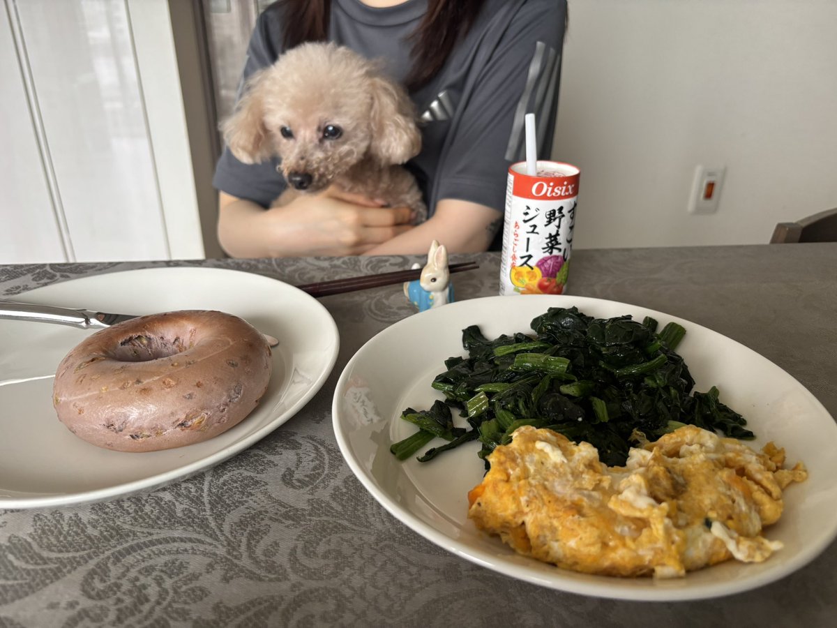 しろい妖精さんみたいにはなかなか撮れない。
朝ごはんとはいえ、食事のクオリティ……。