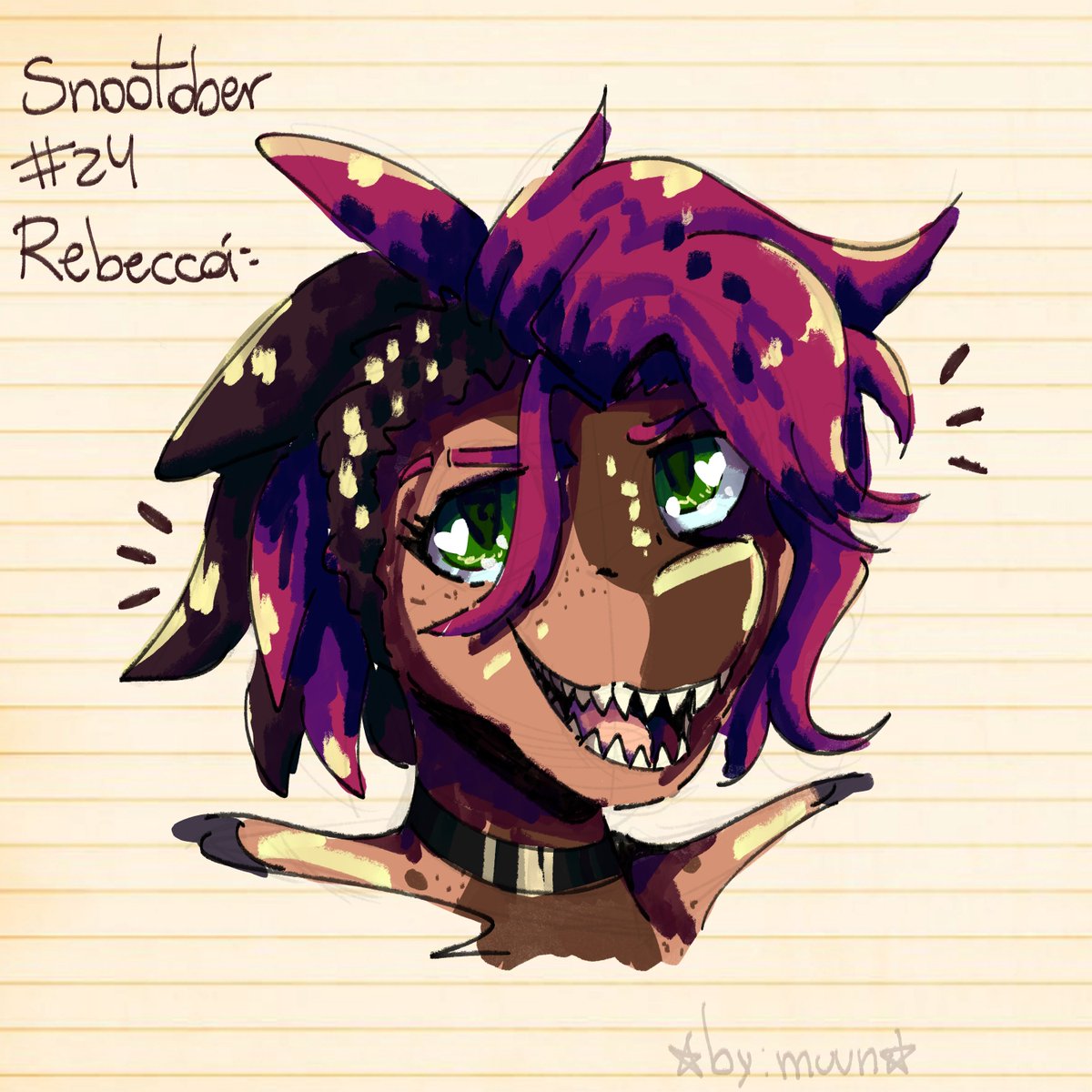 By_Muun's tweet image. Snootober Day24: Rebecca! (Tomorrow I&apos;ll start with the characters from Hold onto mi!)
.
#devloggame #rebeccadevlog #snootgame #snootober #snoottober