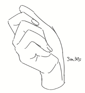 ラフ、Twitterに載せるやつ(より丁寧)、手に強い印象を持たせたいとき(まず描かない) 