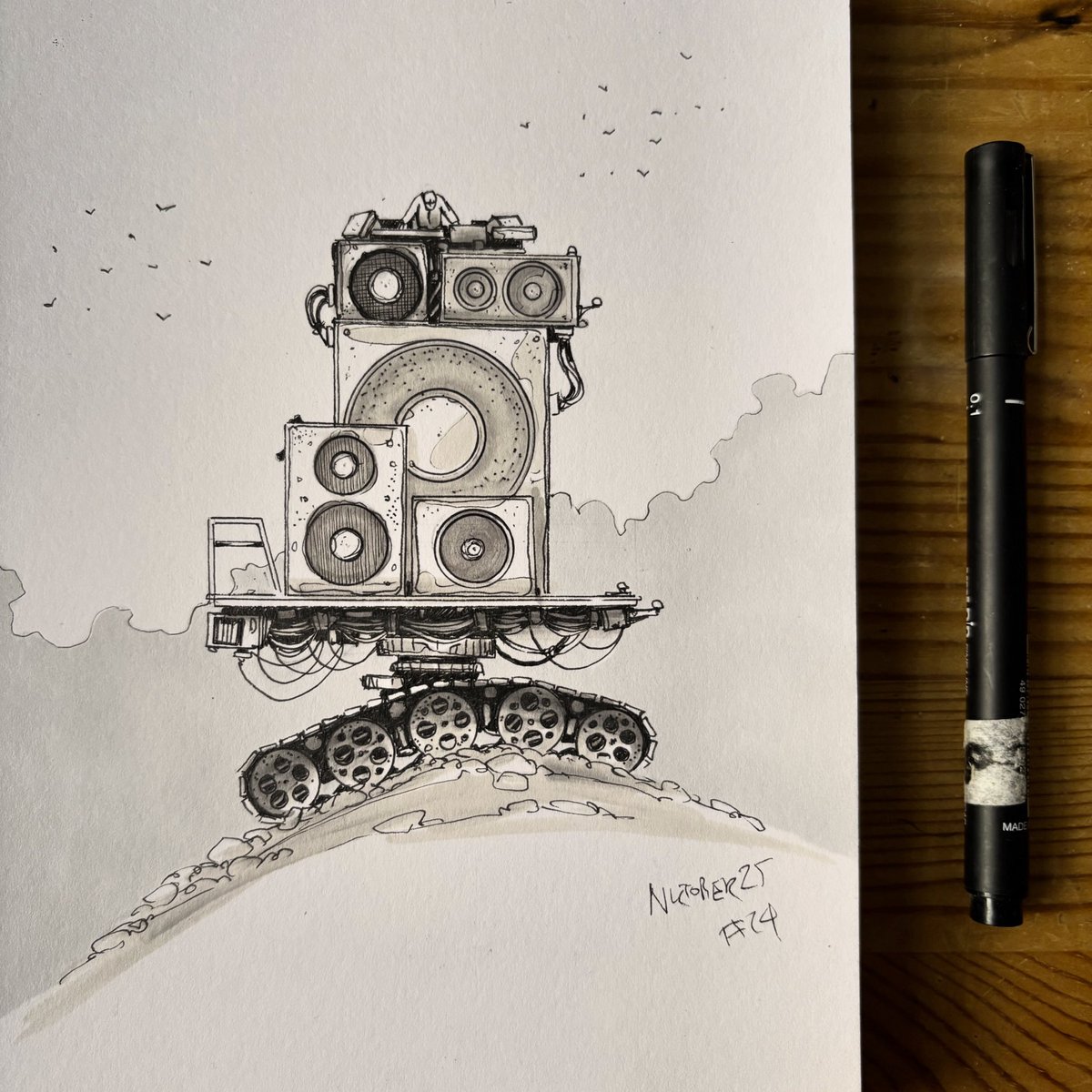 "Rowdy" 24th Inktober - I'm adding a post with a drawing from last night this morning. It's too dark to take pictures at night and the light is better in the morning, hence the shift ;)