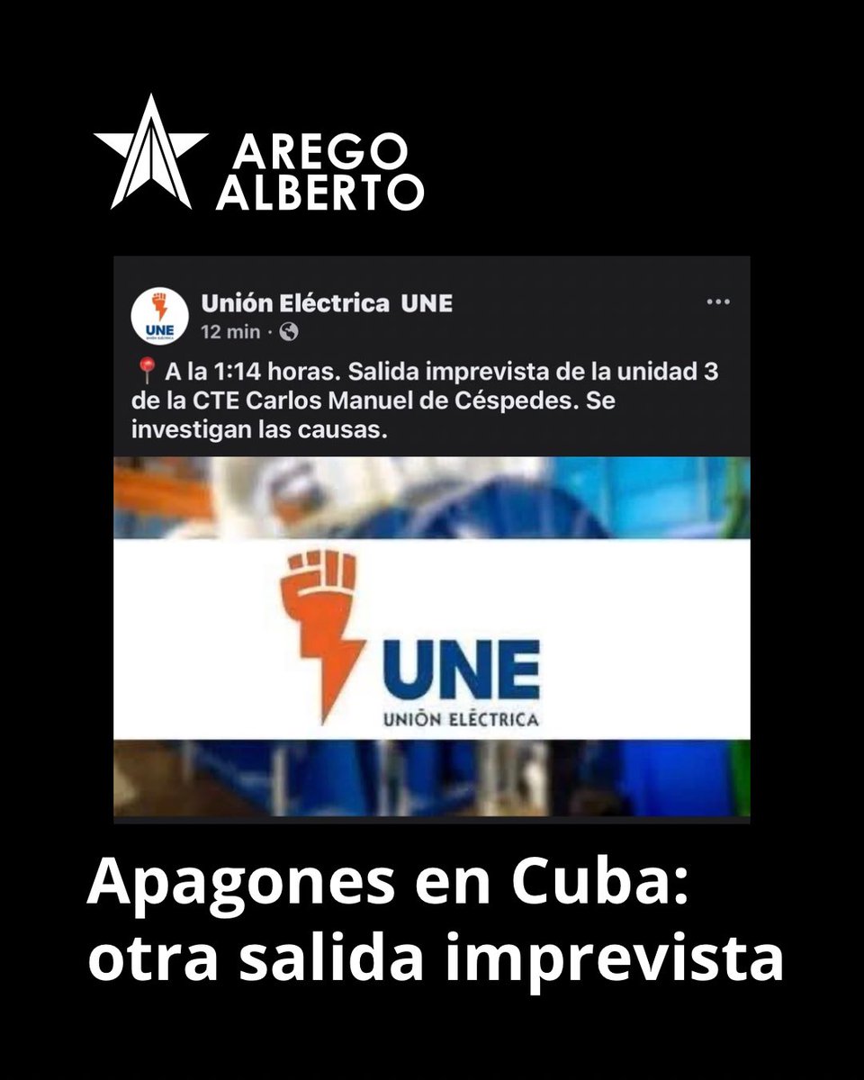 La Unión Eléctrica no da un descanso a los cubanos con los apagones. Se acerca Melissa, pero las termoeléctricas siguen entrando y saliendo de “imprevisto”. Sábado, 25 de octubre de 2025. Ay, #Cuba