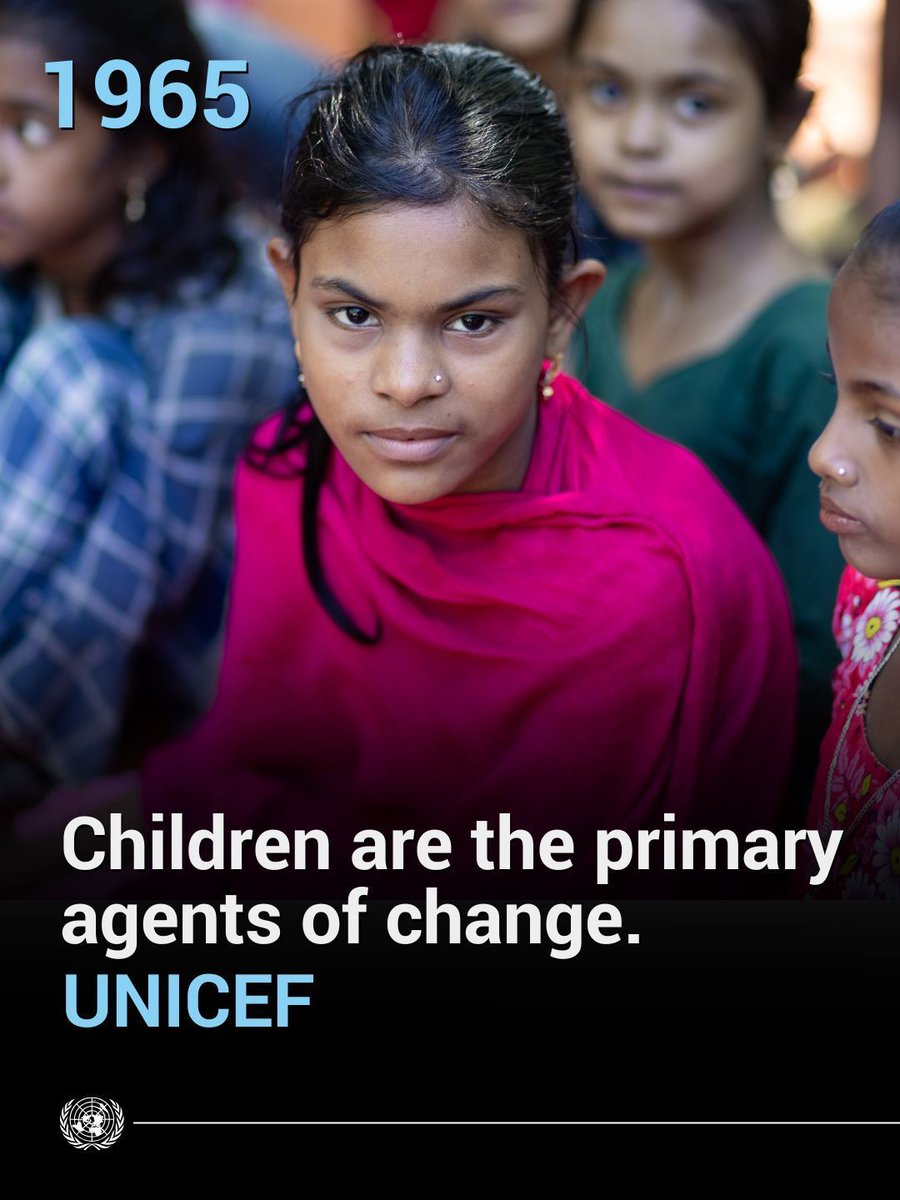 UNGeneva's tweet image. Nineteen years after its founding, @UNICEF was awarded the #NobelPeacePrize in 1965 for "fulfilling the condition of Nobel's will, the promotion of brotherhood among the nations” and emerging on the world stage as a “a peace-factor of great importance.”  
#ForEveryChild