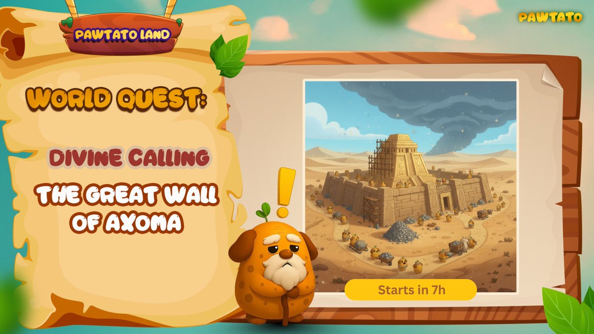 🚨 𝗧𝗵𝗲 𝗙𝗶𝗿𝘀𝘁 𝗗𝗶𝘃𝗶𝗻𝗲 𝗖𝗮𝗹𝗹𝗶𝗻𝗴 🚨 

A summons echoes across Pawtato Land - the elders have spoken. The tribes must unite. While the 𝗧𝗲𝗺𝗽𝗹𝗲 𝗼𝗳 𝗔𝘅𝗼𝗺𝗮𝗺𝗺𝗮 stands firm now, its defenses must grow stronger to endure the growing armies awaiting in the