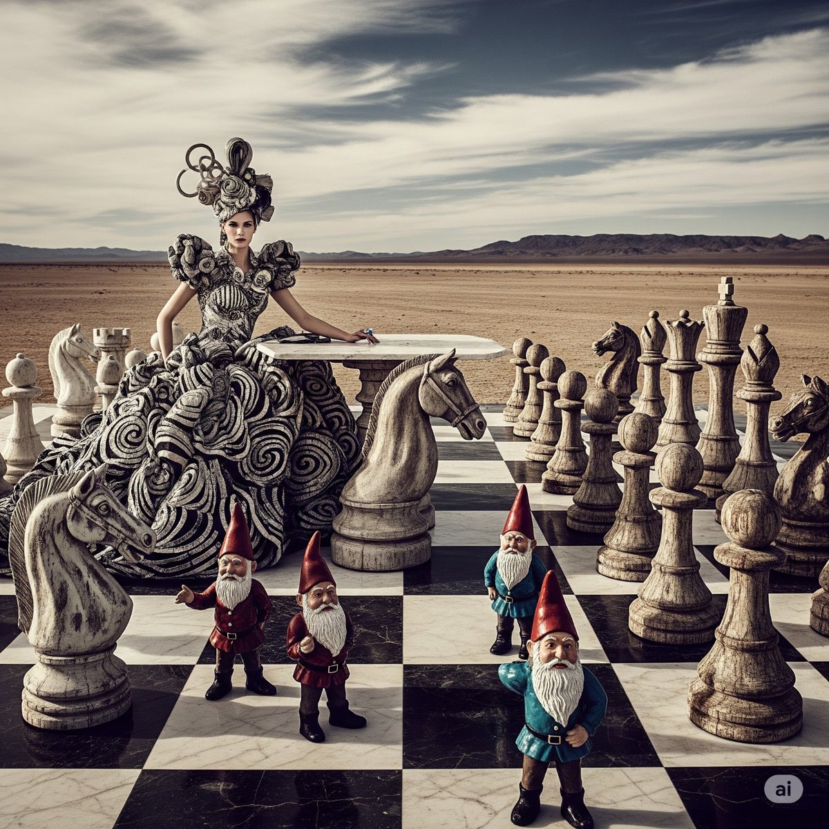 syntaxaegis's tweet image. She declared war in brocade spirals, flanked by knights carved in stone and foot soldiers with ceramic beards.
#hautecouture #digitalart #surreal #fashion #surrealism