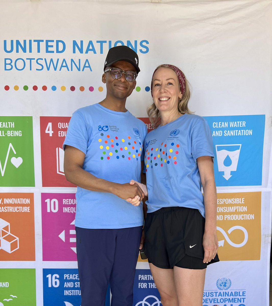 PetraPereyra's tweet photo. Happy 80th Birthday @UN_Botswana πΊπ³π§πΌ
Wonderful to #Run4SDGs this morning with Acting President @Ndaba_Gaolathe, Minister Butale @MIR_BW, the UN team, colleagues and friends! https://t.co/fkRBhgjdHG