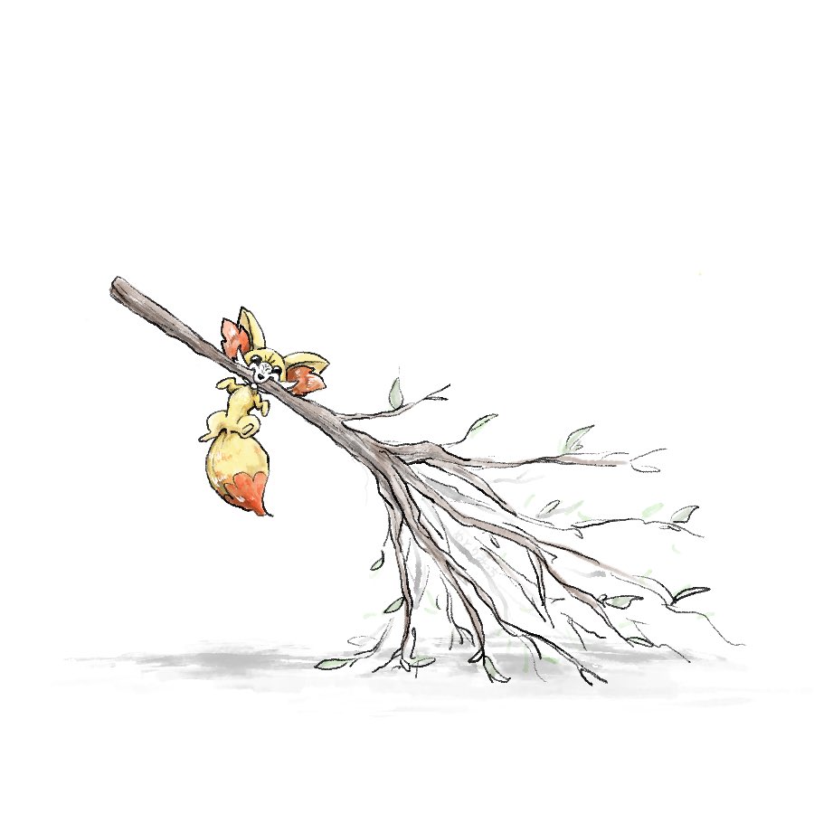 元気のデカ枝もらったフォッコ