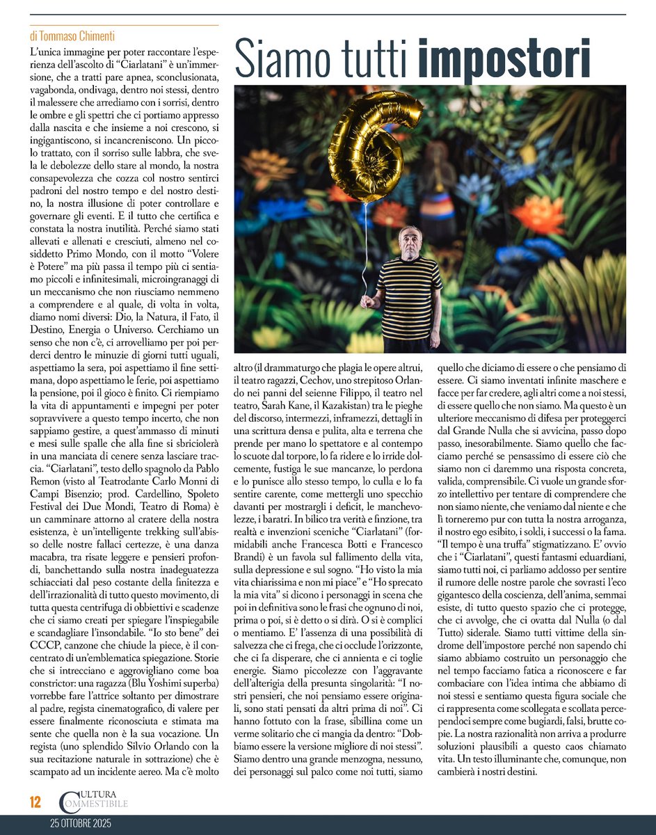 La recensione di #ciarlatani #silvioorlando #bluyoshimi #teatrodante #campibisenzio #tommasochimenti #criticateatrale #giornalismo