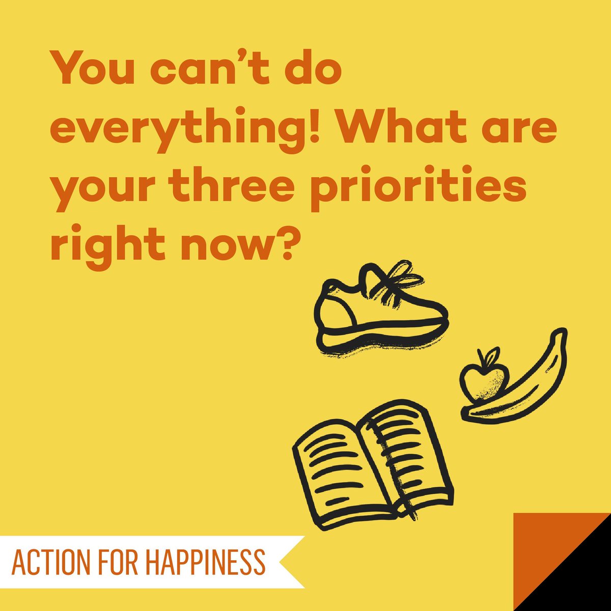 actionhappiness's tweet photo. Optimistic October - Day 25: You can’t do everything! What are your three priorities right now? https://t.co/Zwx28pfkXB #OptimisticOctober https://t.co/GDpDuC9nDt