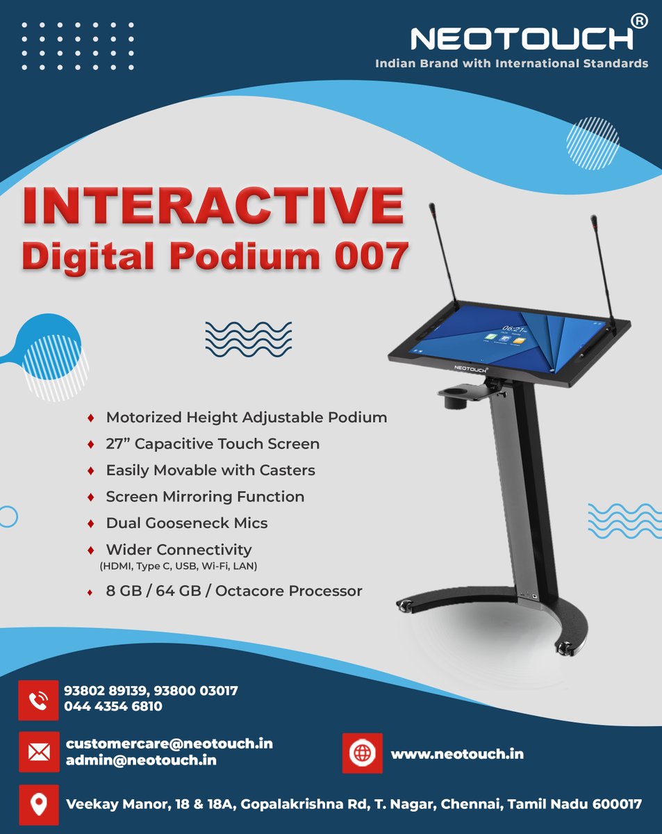 Neotouch2024's tweet image. Touch. Speak. Inspire. 💬✨

With the NEOTOUCH Digital Podium make every class, meeting &amp;amp; seminar interactive, dynamic &amp;amp; effortless.

📞 9629361872

🌐 neotouch.in

#NeotouchIndia #InteractivePodium #DigitalInnovation #SmartEducation #TechUpgrade #PresentationPower