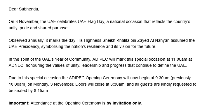SubhenduDiary's tweet photo. Honored to receive the #invite to attend 🇦🇪Flag Day observance on November 3, 2025 at #UAE - While I will be unable to make it this time, I am truly grateful for the invitation and hope the organizer and the country have a #wonderful #CEREMONY 

#UAE 
#UAEflagday
#UAE_IndiaDosti https://t.co/3E9kkR5zrw