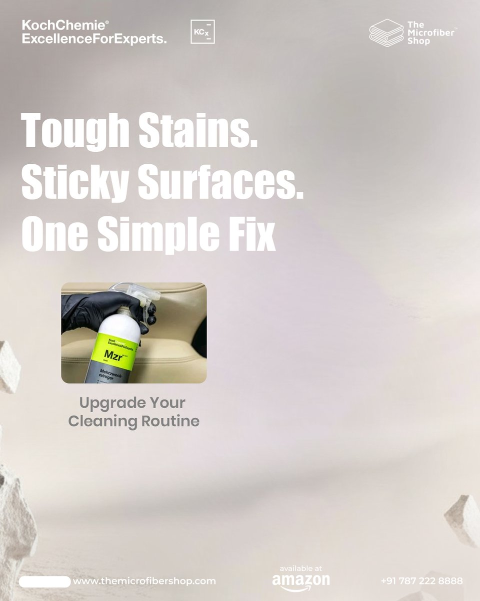 microfiber_shop's tweet image. Stubborn dirt, grease &amp;amp; stains ruining your car’s interior?
Meet Koch Chemie Mehrzweckreiniger (MZR) —
One cleaner. Endless possibilities.

#KochChemie #MZR #CarDetailingIndia #CarCareIndia #AutoDetailing #TheMicrofiberShop