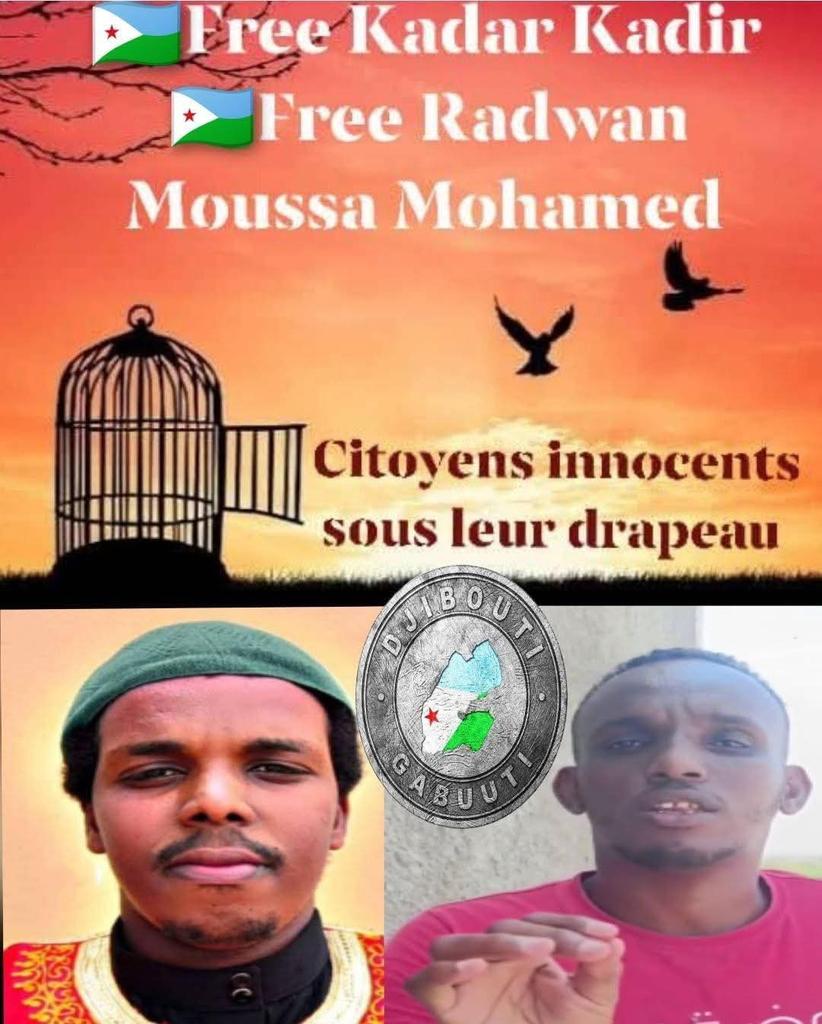 Assoweh4's tweet image. SILENT CRY!!!

Ces deux jeunes Djiboutiens, Radwan et Kader, ont été arrêtés pour avoir simplement exprimé leur désaccord face à la révision de la Constitution. Leur vidéo, devenue virale tant à l’intérieur du pays qu’à l’étranger, n’avait pourtant rien de subversif.