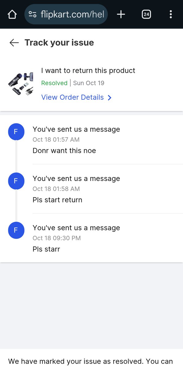 prerna3108's tweet photo. @flipkartsupport  @Flipkart 

Pathetic support...they mark the status of issue resolve without customer consent  and do not wanr to action on anything https://t.co/uIRQQUVsV3