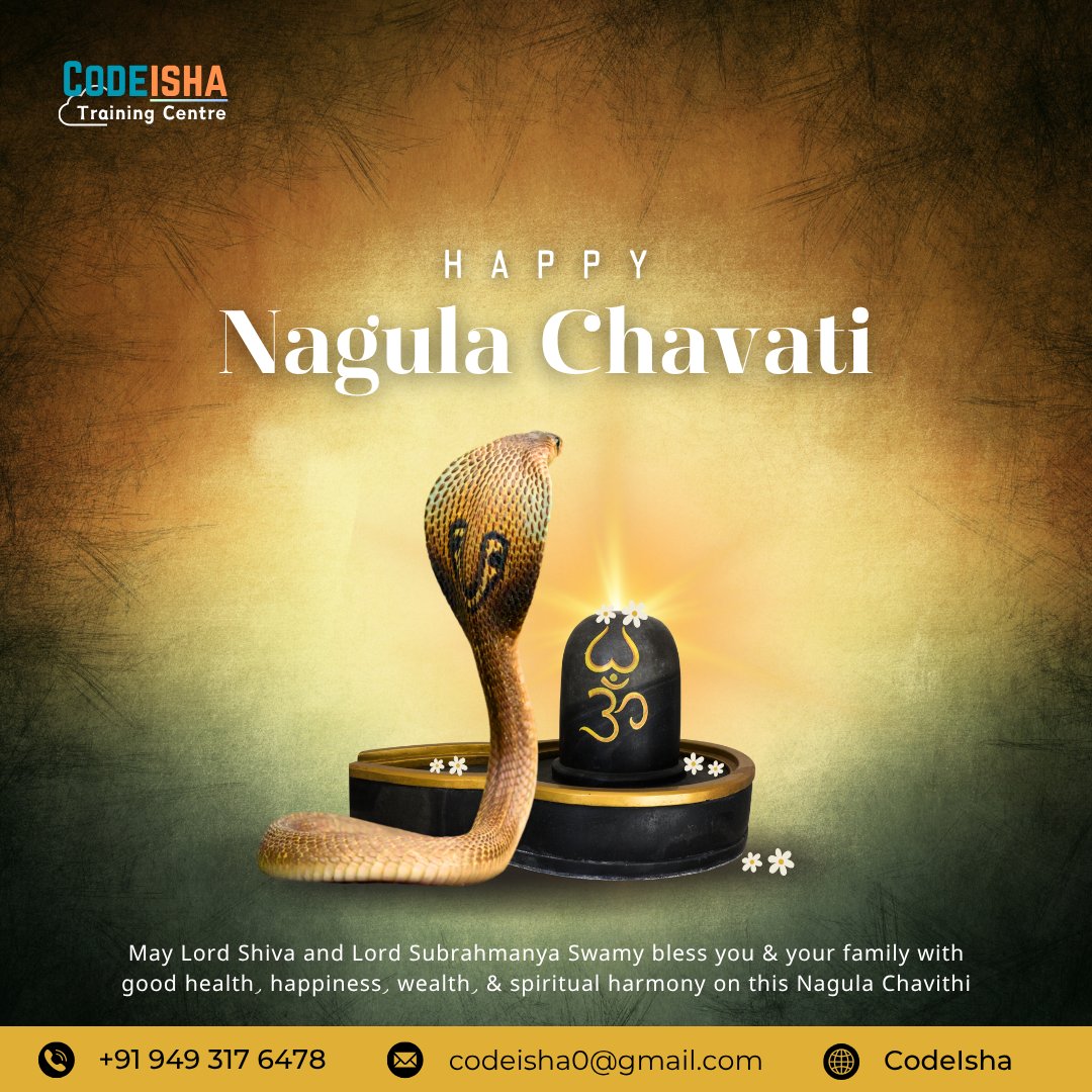 shivayadav2322's tweet image. May Lord Shiva and Lord Subrahmanya Swamy bless you and your family with good health, happiness, wealth, and spiritual harmony on this Nagula Chavithi!

#nagulachavithi  #lordshiva
#codeisha #salesforce #salesforcetraining #codeishatrainingcentre