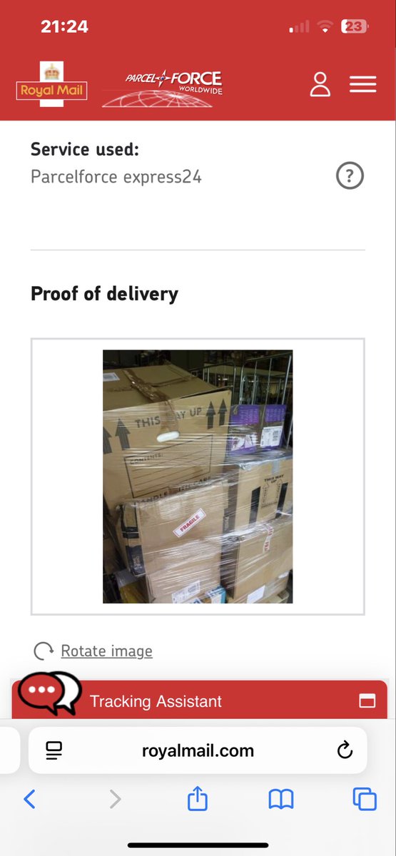 Artworkorange1's tweet image. So you pack up your expensive equipment for repair. Pay #parcelforce for delivery and insurance and label it with #fragile just to make sure they take care of it. This is the service you receive. My parcel is not even in the picture. #parcel #royalmail #PoorService