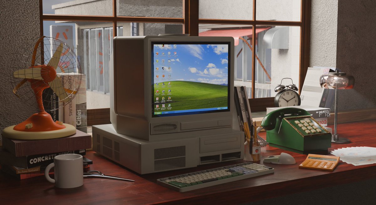I3year's tweet photo. レトロなデスクトップ

#b3d #3DCG #blender3d https://t.co/8vENWEtRvy