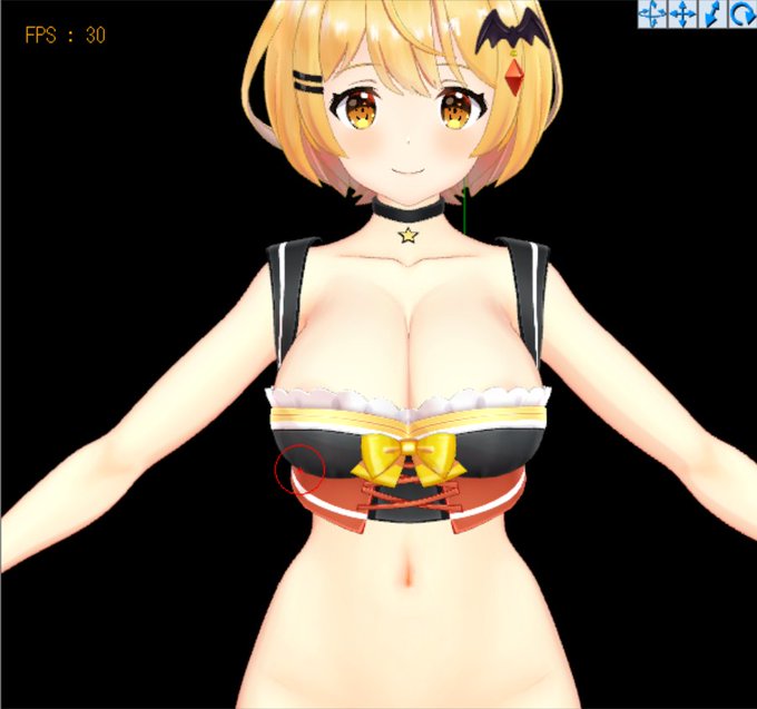 上着のフィッティングをようやく理解したかもしれない……🥳🥳🥳
というか今までやってた方法とやり方全然違っててやばい、よくバニーとかの調整出来てたな

惜しくもおっぱいが上にボロンッ!をすることはあきらめ脱衣モーフとかに落とし込みます(技術的限界) 