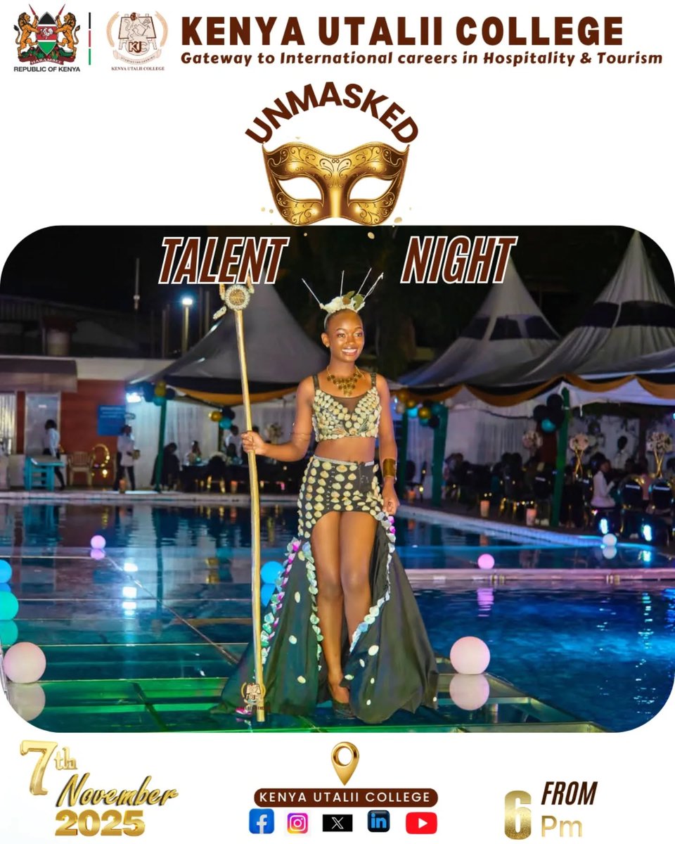 Beyond studies. Beyond uniforms. It’s time to be UNMASKED.
It's a night to let it all out with talents taking centre stage.
Fashion. Music. Dance. Comedy. Poetry and so much more....Join us as we celebrate the talents of our students.
#kenyautaliicollege #studentlife #modelling