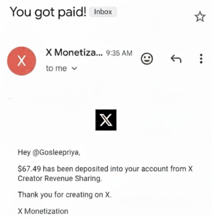 Gosleepriya's tweet image. Payout received 🎉
Thank you everyone i love you 🎉❤️