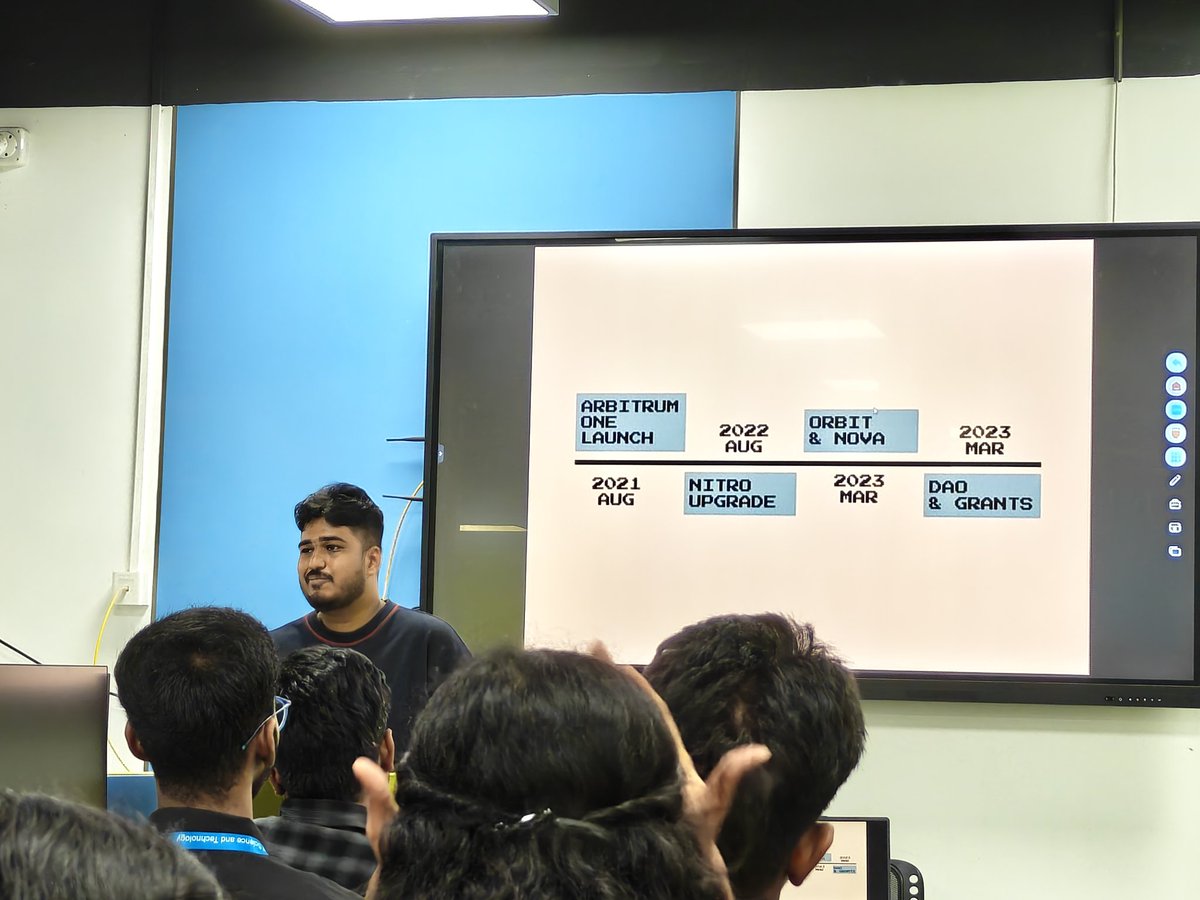 Dhanush1785's tweet photo. Had a great event by @DAO_Arbitrum and @OdishaDao at SRM Ramapuram. 
Looking forward to more Events.
The event was really awesome and I learnt a lot about the @arbitrum layer 2 infrastructure. https://t.co/SF9JiFczpm