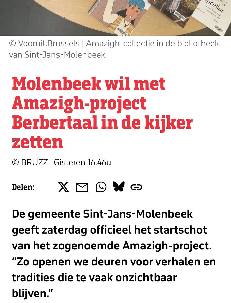 Waar zijn ze in Molenbeek mee bezig?
Terwijl Molenbeekse schepenen geen Frans meer spreken, houdt schepen Saliha Raiss <a href="/vooruit_nu/">Vooruit</a> zich bezig met promotie van Marokkaans dialect in Nederlandstalige bibliotheken.
Misschien kan elke schepen eerst Nederlands en Frans leren!