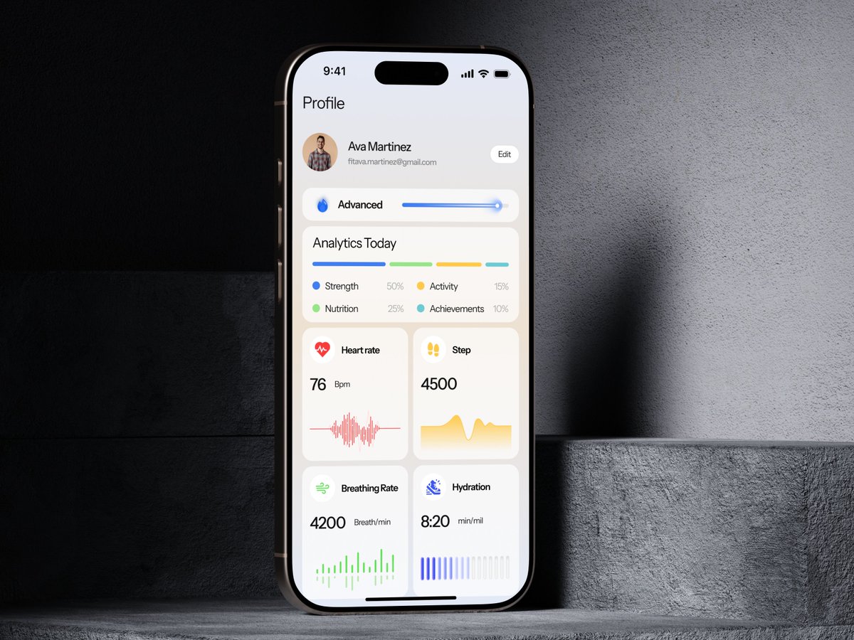 Dhruvgajera2811's tweet image. Advanced Fitness Tracking App UI Design
Just completed this sleek fitness app design! Features include real-time health metrics, macro tracking, workout programs, and detailed activity analytics.
#UIDesign #UXDesign #FitnessApp #AppDesign #MobileUI #HealthTech #ProductDesign