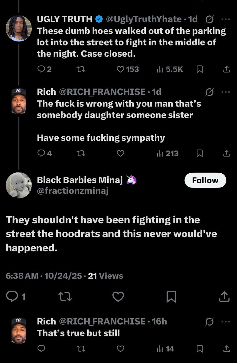 This is the problem with society. A man will fight you for your opinion then clap for a female with the same opinion.
